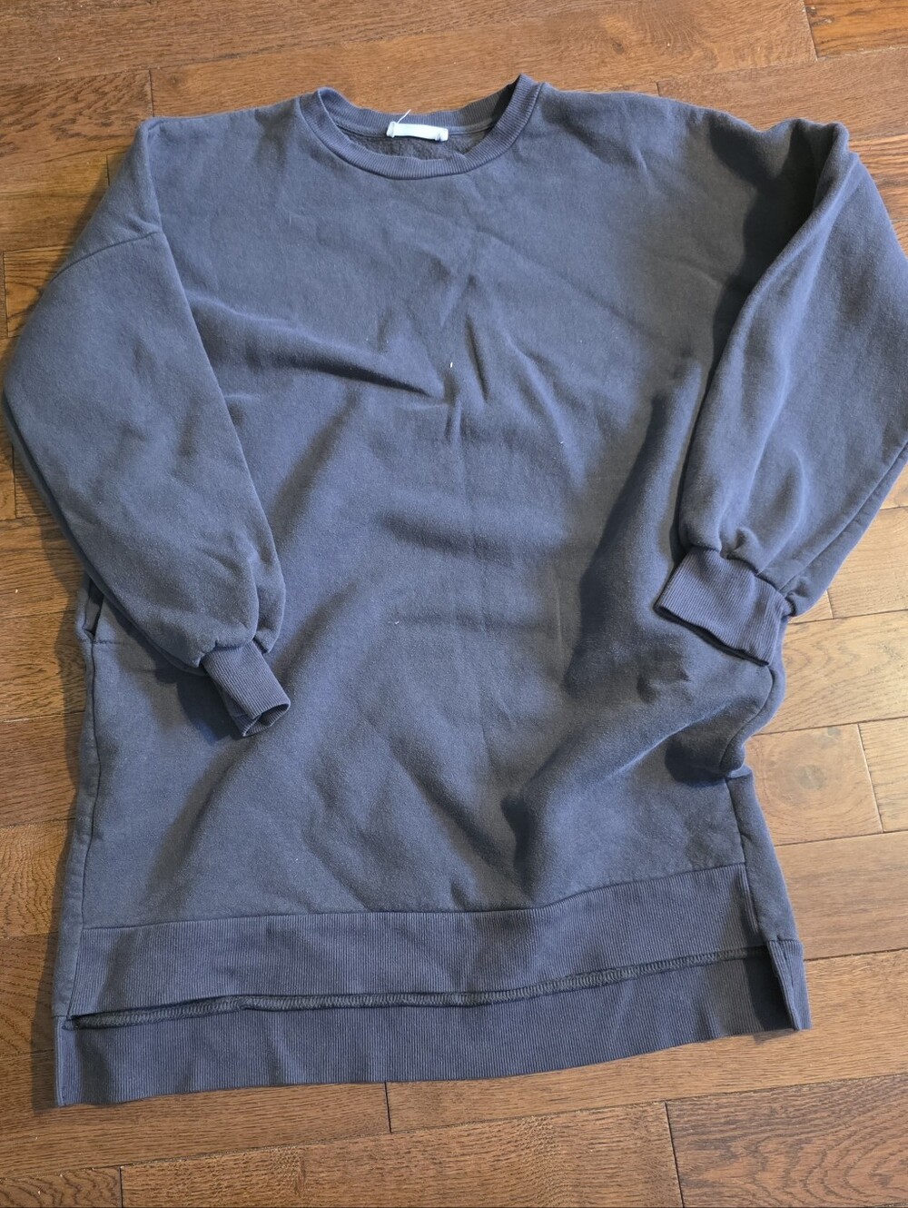 Zenana Women’s L Charcoal Oversized Sweatshirt Tunic High Low Side Slit